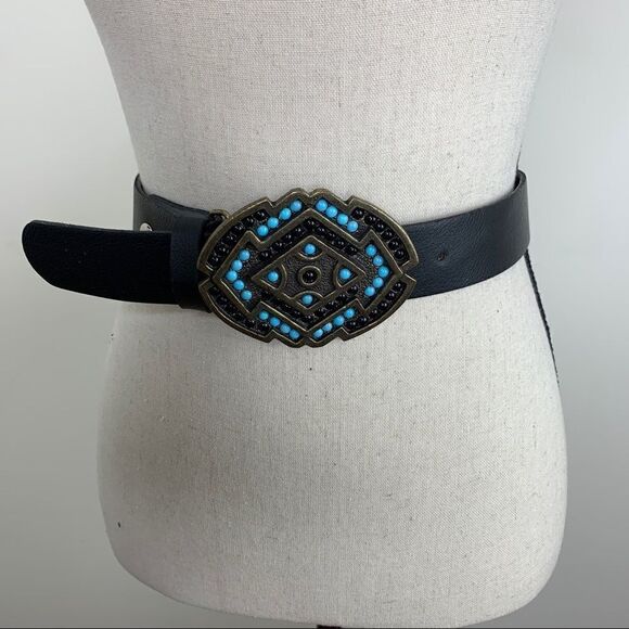 Bronze Color Brass Buckle w/Turquoise and Black‎ - Picture 13 of 13